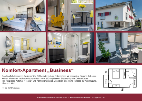 Komfort-Apartments „Business“ im Apartmenthaus