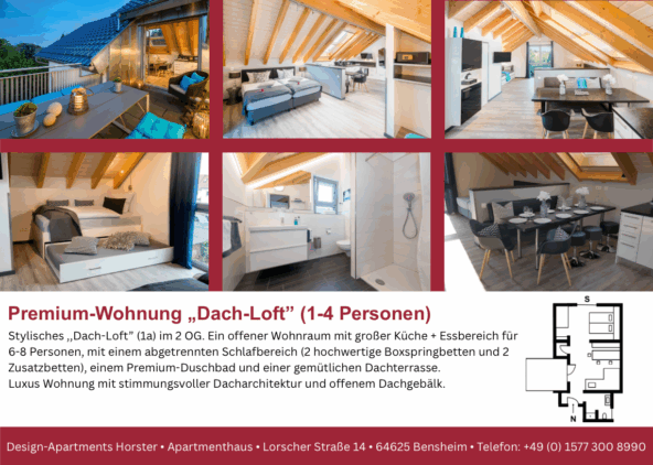 Unser schickes Dachloft für anspruchvolle Gäste (1-4 Personen)