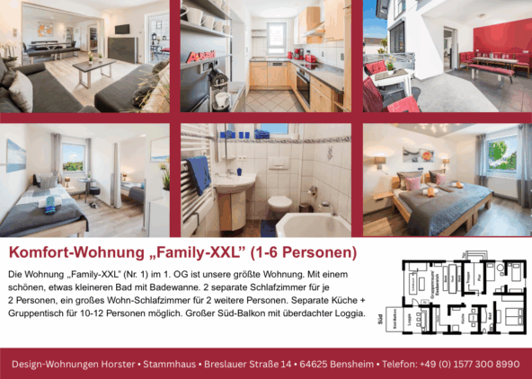 Unsere große Gruppenwohnung "Family XXL" mit XXL-Balkon und 2 Schlafzimmern
