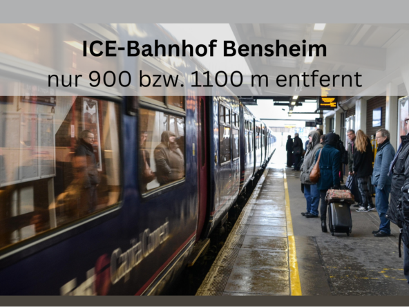 Der ICE-Bahnhof Bensheim ist nur 900 Meter bzw. 1.100 Meter entfernt